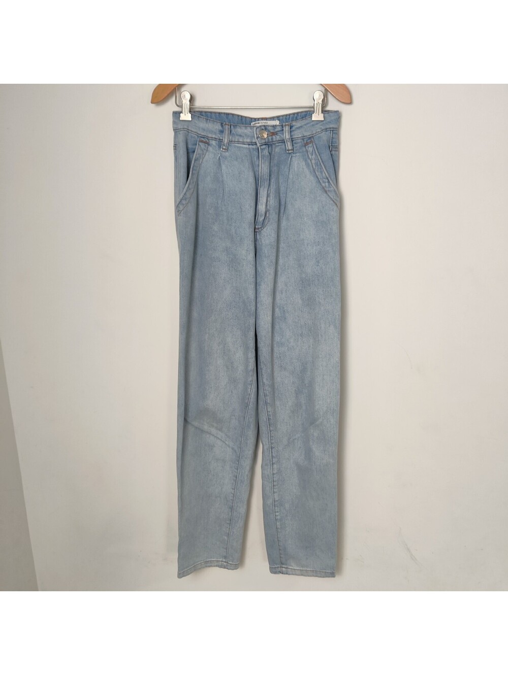 Garage Light Wash High Rise Pleated Balloon Mom Jeans 100% Cotton Size 0